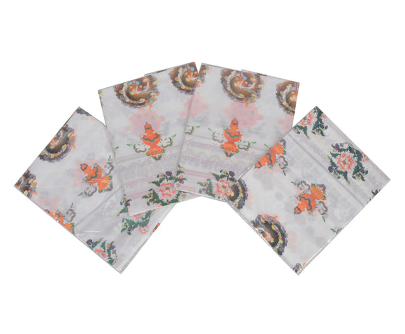 Pack of 4 handmade scarf with symbols.